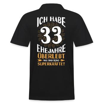 Ehe Zinnhochzeit 33 Jahre Verheiratet Hochzeitstag - Männer Poloshirt - Schwarz - Hinten - Kai (181cm)