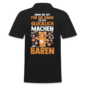 Braunbär Bär - Männer Poloshirt - Schwarz - Hinten - Kai (181cm)