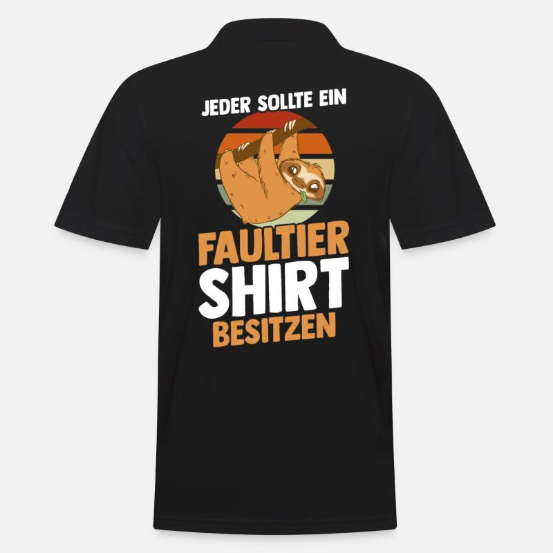 Faultier - Männer Poloshirt - Schwarz