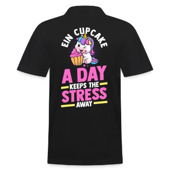 Einhorn Backen Cupcakes - Männer Poloshirt - Schwarz - Hinten - Kai (181cm)