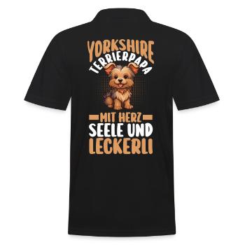 Hund Hundepapa Vater Yorkshirepapa Yorkshire Terri - Männer Poloshirt - Schwarz - Hinten - Kai (181cm)