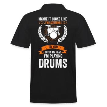 Batterie Groupe de musique Drummer Rock - Polo Homme - noir - Dos - Kai (181cm)