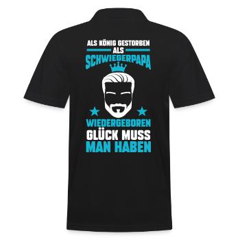 König Schwiegerpapa Schwiegervater - Männer Poloshirt - Schwarz - Hinten - Kai (181cm)