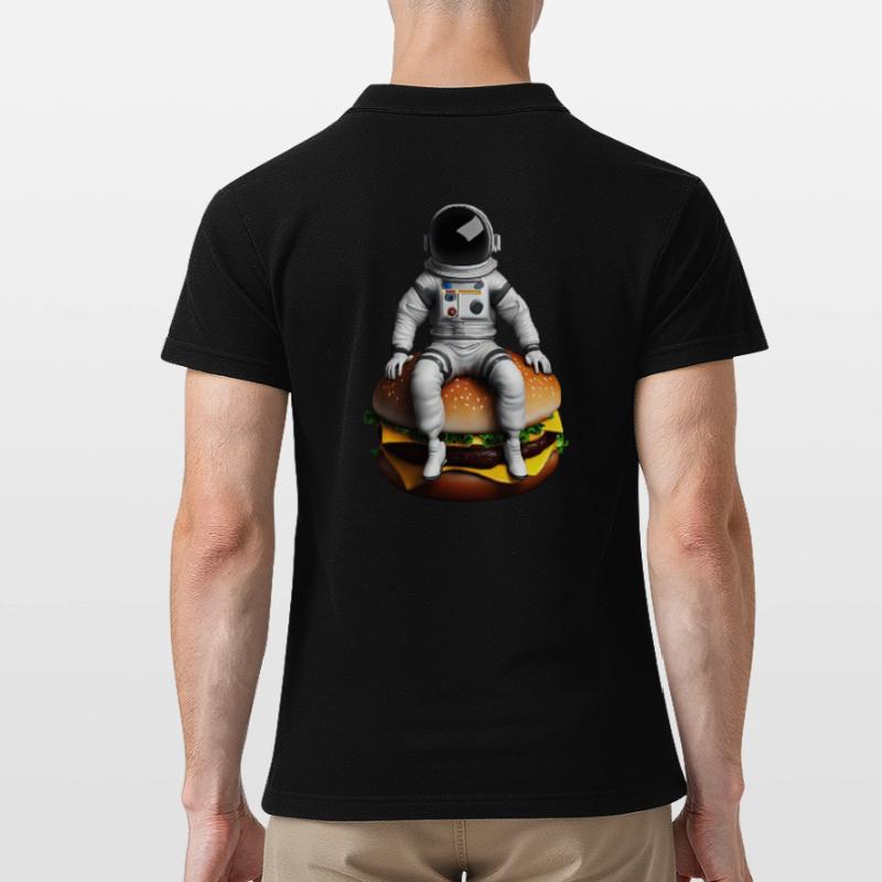 Space Astronaut Cheeseburger Men's Polo Shirt