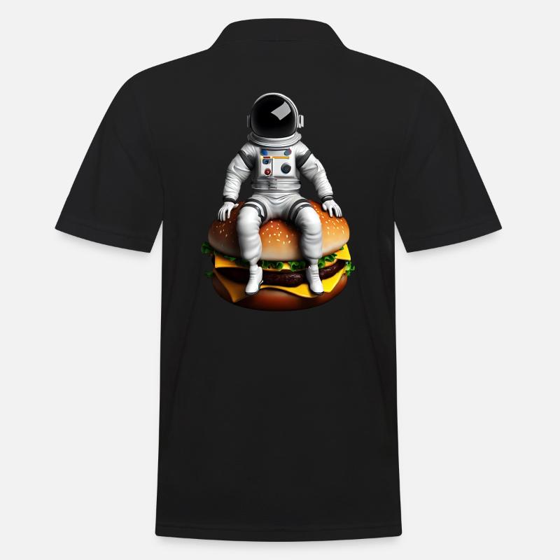 Weltraum Astronaut Cheeseburger - Männer Poloshirt - Schwarz
