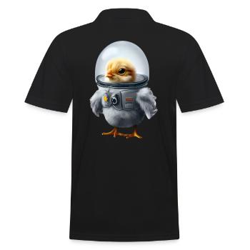 Astronautenhuhn Astronaut Huhn - Männer Poloshirt - Schwarz - Hinten - Kai (181cm)
