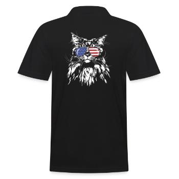 Drapeau de l'Amérique MAINE COON Chat de race pure de Wilsign - Polo Homme - noir - Dos - Kai (181cm)