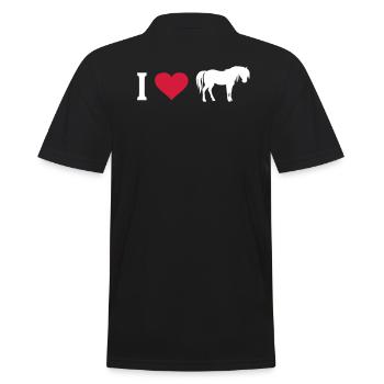 Ich liebe Pferde Herz Pferd Pferdeliebhaber Reiter - Männer Poloshirt - Schwarz - Hinten - Kai (181cm)