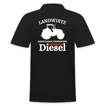 Landwirte- Essen Fleisch Trinken Bier ... - Männer Poloshirt - Schwarz - Hinten - Kai (181cm)