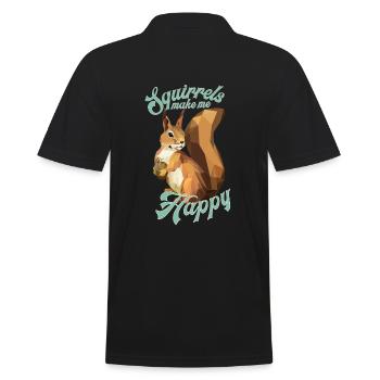 Eichhörnchen machen mich glücklich, low poly - Männer Poloshirt - Schwarz - Hinten - Kai (181cm)