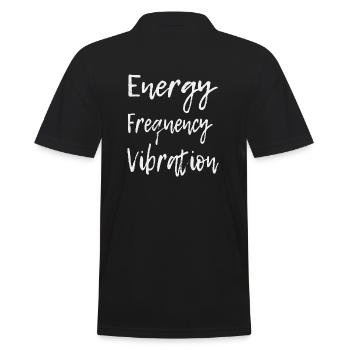Energy Frequency Vibration Text Art - Men's Polo Shirt - black - Back - Kai (181cm)