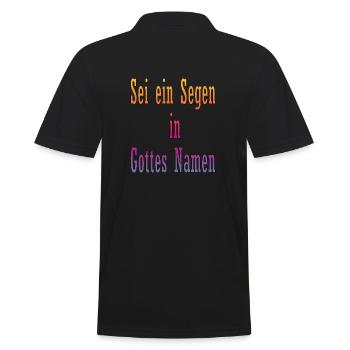 Sei ein Segen in Gottes Namen - Männer Poloshirt - Schwarz - Hinten - Kai (181cm)
