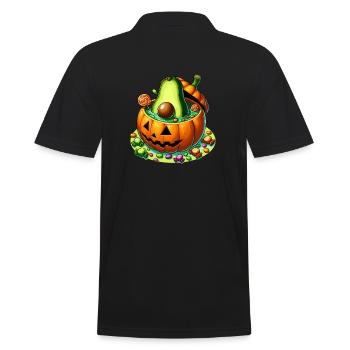 Avocado im Halloween-Kürbis - Männer Poloshirt - Schwarz - Hinten - Kai (181cm)