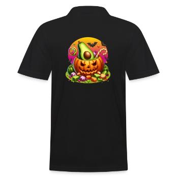 Avocado im Halloween-Kürbis - Männer Poloshirt - Schwarz - Hinten - Kai (181cm)