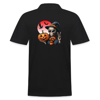 Alien paisible avec citrouille d’Halloween - Polo Homme - noir - Dos - Kai (181cm)