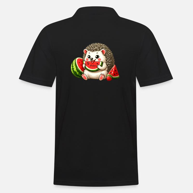 Hérisson aime la pastèque - Polo Homme - noir