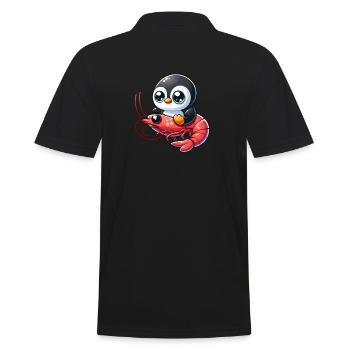 Pinguin reitet Shrimp - Männer Poloshirt - Schwarz - Hinten - Kai (181cm)