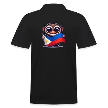 Tarsier mit philippinischer Flagge - Männer Poloshirt - Schwarz - Hinten - Kai (181cm)