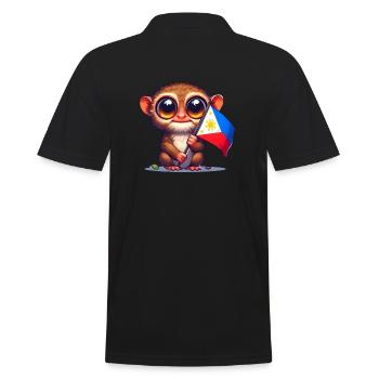 Tarsier mit philippinischer Flagge - Männer Poloshirt - Schwarz - Hinten - Kai (181cm)