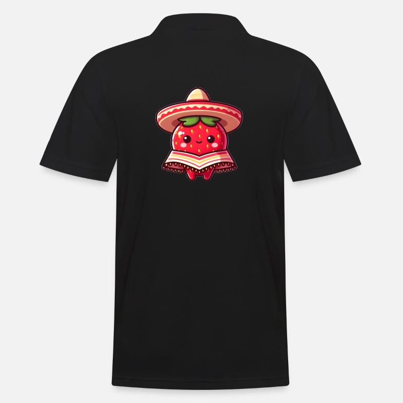 Mexikanische Erdbeere - Männer Poloshirt - Schwarz