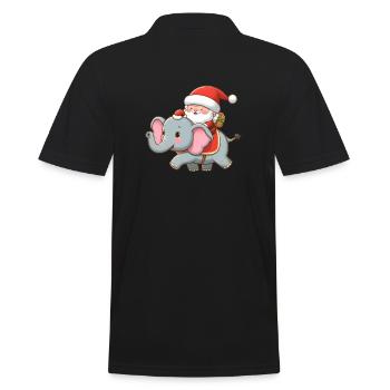 Cute Santa Claus on elephant - Men's Polo Shirt - black - Back - Kai (181cm)