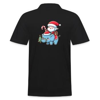 Cute Santa Claus on elephant - Men's Polo Shirt - black - Back - Kai (181cm)