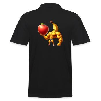 Banane musclée soulevant une énorme pomme - Polo Homme - noir - Dos - Kai (181cm)