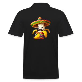 Cinco de Mayo Banane mit Schnurrbart - Männer Poloshirt - Schwarz - Hinten - Kai (181cm)