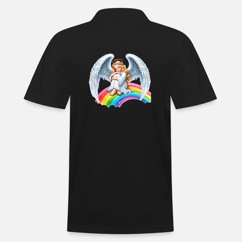 Engel auf Regenbogen - Männer Poloshirt - Schwarz