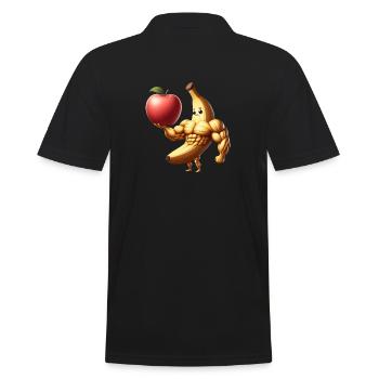 Muskelbanane mit Monsterapfe - Männer Poloshirt - Schwarz - Hinten - Kai (181cm)