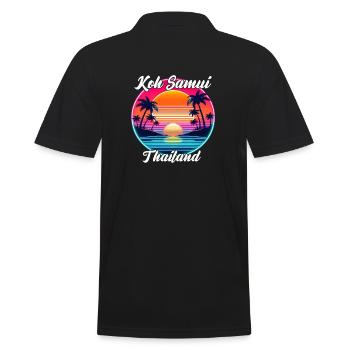 Sonnenuntergang über Koh Samui - Männer Poloshirt - Schwarz - Hinten - Kai (181cm)
