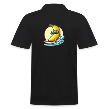 Surfing banana with mustache - Men's Polo Shirt - black - Back - Kai (181cm)