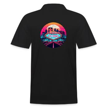 Sonnenuntergang über Las Vegas - Männer Poloshirt - Schwarz - Hinten - Kai (181cm)