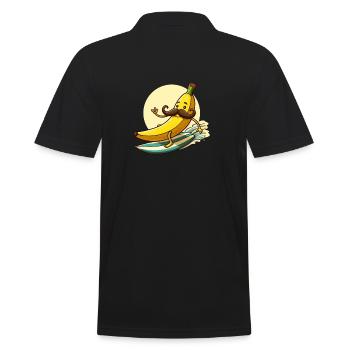 Surfing banana with mustache - Men's Polo Shirt - black - Back - Kai (181cm)