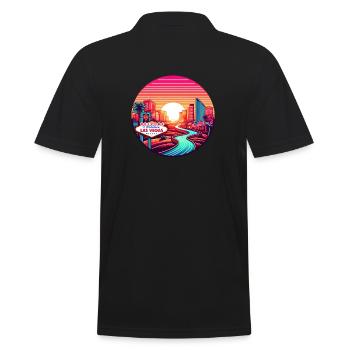 Sonnenuntergang über Las Vegas - Männer Poloshirt - Schwarz - Hinten - Kai (181cm)