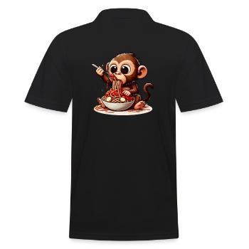 Singe dégustant des spaghettis à la bolognaise - Polo Homme - noir - Dos - Kai (181cm)