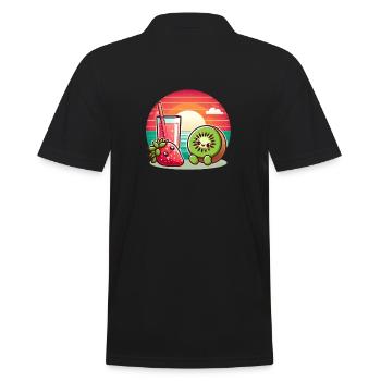 Coucher de soleil pour kiwi et fraise - Polo Homme - noir - Dos - Kai (181cm)