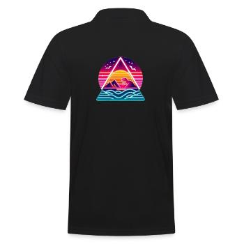 Retro Dinosaurier im 80er Dreieck - Männer Poloshirt - Schwarz - Hinten - Kai (181cm)