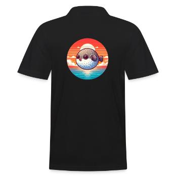 Puffer fish at sunset - Men's Polo Shirt - black - Back - Kai (181cm)