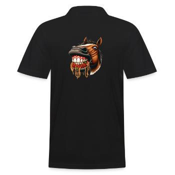 Pasta Lover Horse - Men's Polo Shirt - black - Back - Kai (181cm)