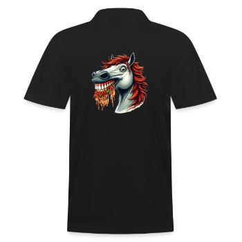 Pasta Lover Horse - Men's Polo Shirt - black - Back - Kai (181cm)