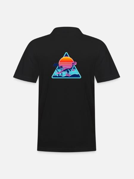 Retro Dinosaur in 80s Triangle - Men's Polo Shirt - black