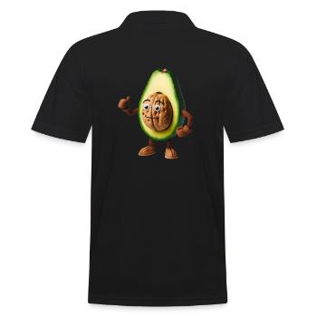 Niedliche Avocado mit Walnusskern! - Männer Poloshirt - Schwarz - Hinten - Kai (181cm)