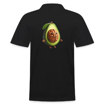 Niedliche Avocado mit Walnusskern! - Männer Poloshirt - Schwarz - Hinten - Kai (181cm)