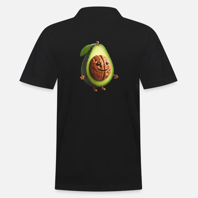 Cute avocado with walnut kernel! - Men's Polo Shirt - black