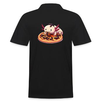 Pizza Party for Axolotl - Men's Polo Shirt - black - Back - Kai (181cm)