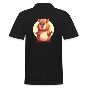 Verwirrte Capybara - Männer Poloshirt - Schwarz - Hinten - Kai (181cm)