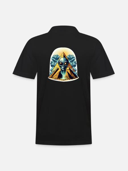Alien head in pyramid - Men's Polo Shirt - black
