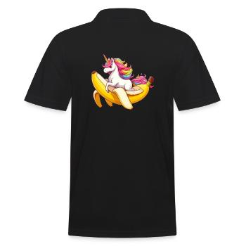 Einhorn reitet Banane - Männer Poloshirt - Schwarz - Hinten - Kai (181cm)