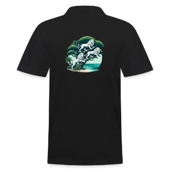 Trois lions blancs sur un arbre - Polo Homme - noir - Dos - Kai (181cm)